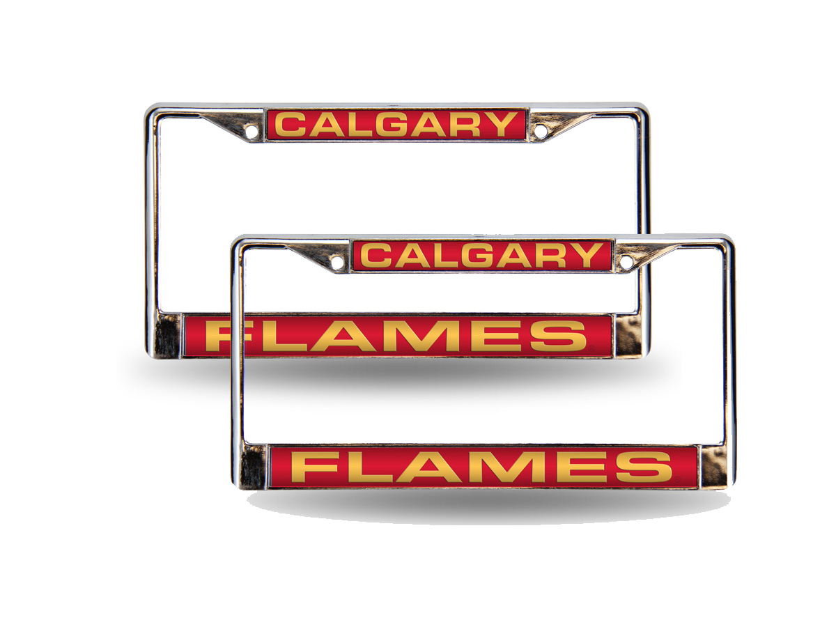 Calgary NHL Flames Chrome Metal (Set of 2) Laser Cut License Plate