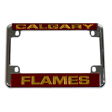 Calgary Hockey Flame's Chrome Motorcycle, RV or Trailer License Plate Frame