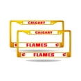 thumbnail image 1 of Calgary Hockey Flame's Gold Yellow Painted Chrome Metal (2) License Plate Frame Set, 1 of 6