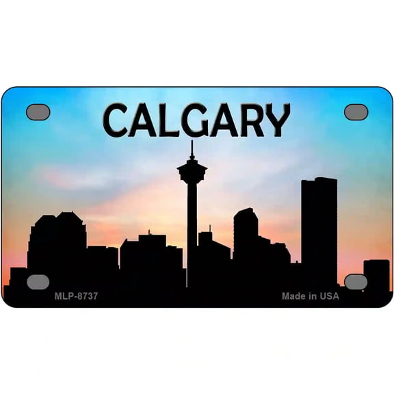 Calgary Silhouette Metal Novelty License Plate 4" x 2.2" Mini