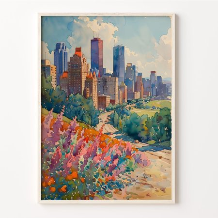 Calgary Skyline Canada Travel Text Decorative Wall Art Poster , Poster Print Only