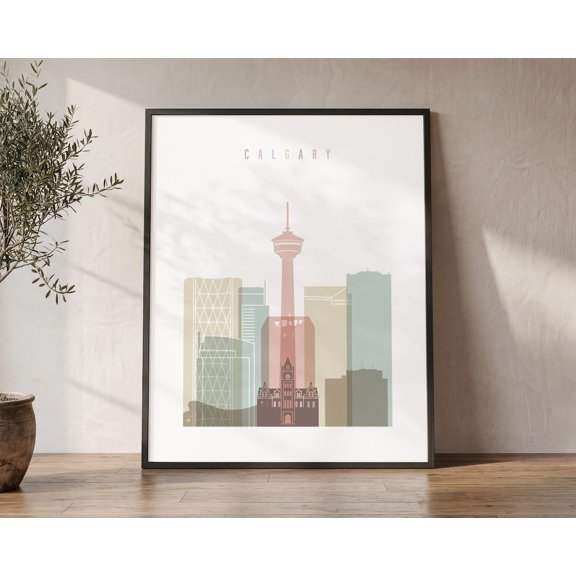 Calgary Skyline Cityscape Travel Wall Art Poster