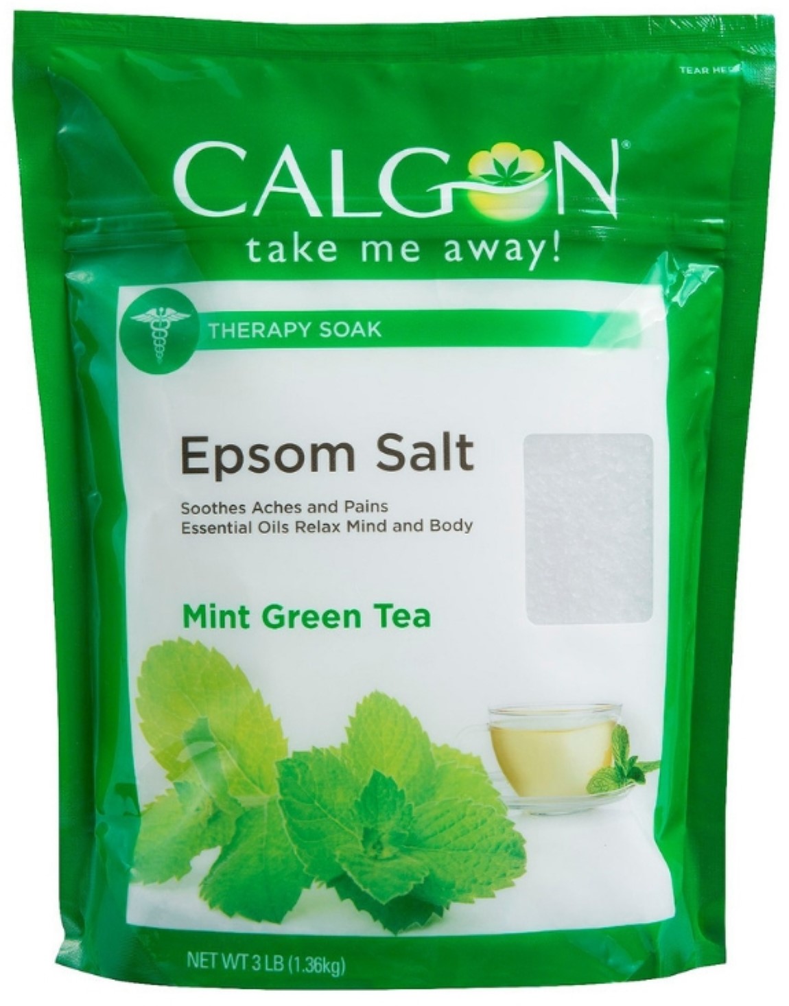 Calgon Therapy Soak Epsom Salt, Mint Green Tea, 1 ea