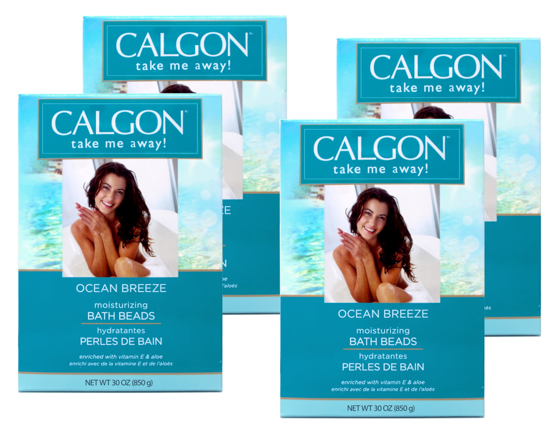 Calgon Ultra Moisturizing Bath Beads Ocean Breeze Scent, 30 oz, 4 Pack