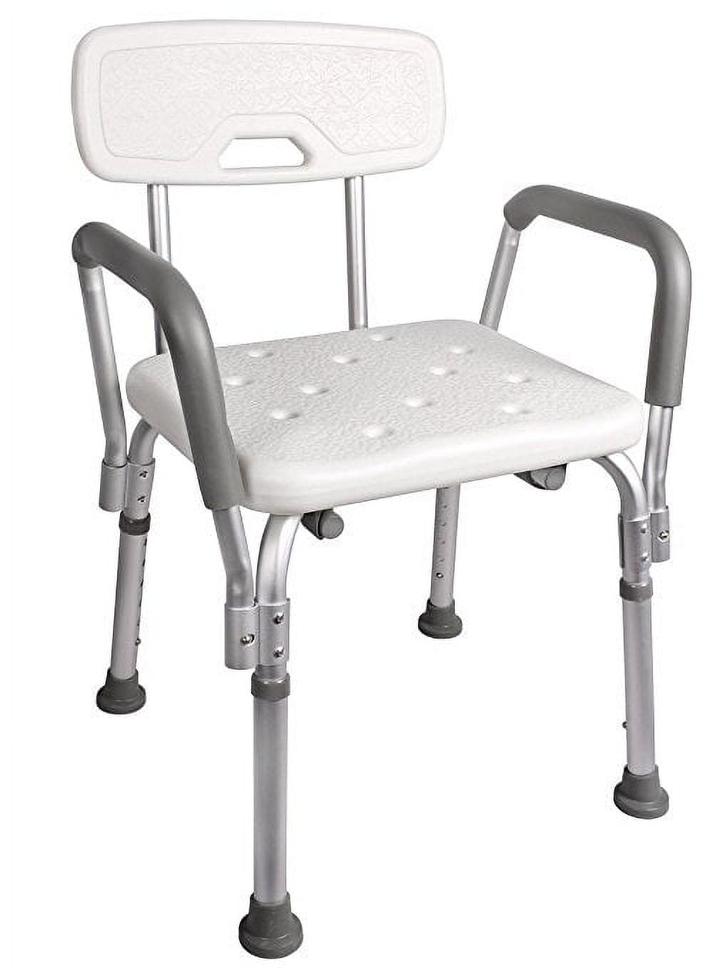 Calhome Adjustable Medical Shower Chair with back and armrest, White
