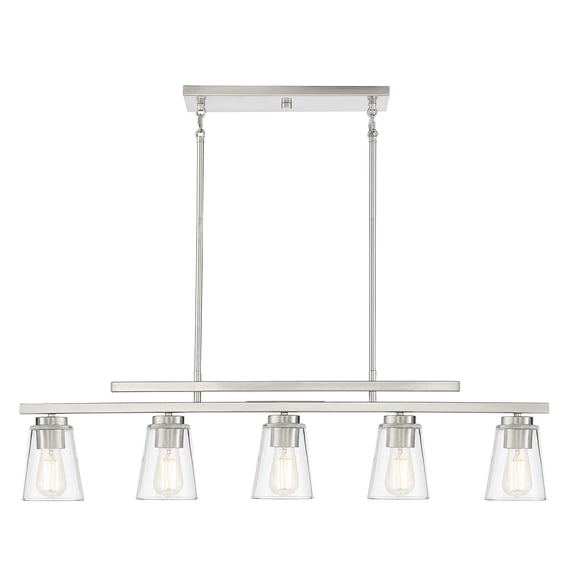 Satin Nickel Five Light Linear Chandelier from the Calhoun Collection