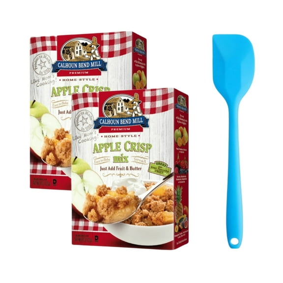Calhoun Bend Mill Apple Crisp Mix, 8 oz (2 pack) and 8in Silicone Spatula (Color Varies)