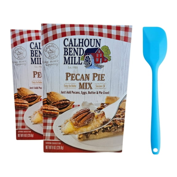 Calhoun Bend Mill Pecan Pie Mix 8 oz (2 pack) and 8in Silicone Spatula (Color Varies)