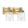 thumbnail image 1 of Calhoun Collection Two-Light Vintage Brass Clear Glass Farmhouse Bath Vanity Light, 1 of 11