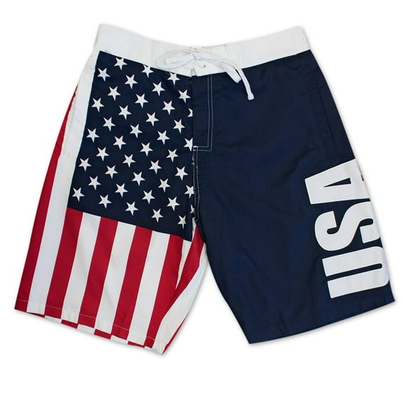 Calhoun Men's Americana USA Flag Fourth of July Swim Board Shorts USA, Medium