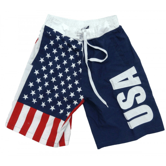 Calhoun Sportswear Men's USA Flag Fourth July Swim Board Shorts