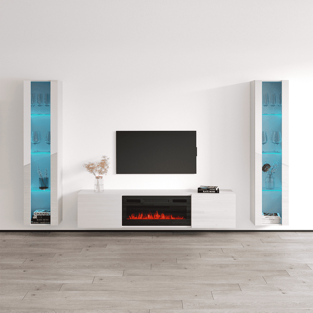 Cali BLEF Floating Fireplace Entertainment Center