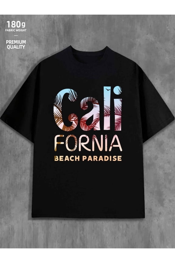 Cali Beach Tee men 180G Cotton black Fashion Unisex Shirt Printed tshirts Original Unisex Shirt Cotton tshirts Trendy Unisex Shirt Crewneck tshirts Funny Unise