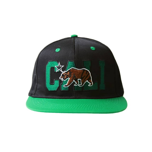Cali Bear Flatbill Snapback Hat + GT Sweat Wristband- Green