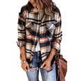 thumbnail image 1 of Cali Chic Women's Plaid Shacket Button Down Jacket Celebrity Blue Geometric Coat Top (multicolor, medium), 1 of 11