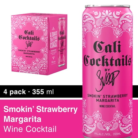 Cali Cocktails By Snoop Smokin' Strawberry Margarita, 4 Pack, 355ml Aluminum Can, 9 % ABV