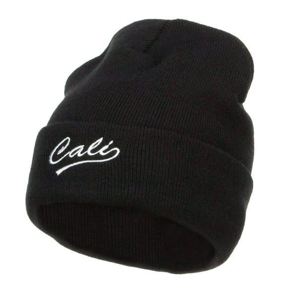 Cali Embroidered Big Size Beanie - Black XL-3XL