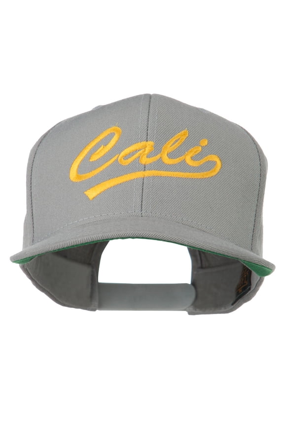 Cali Embroidered Flat Bill Cap - Grey OSFM