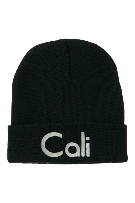 Cali Embroidered Long Beanie - Navy OSFM