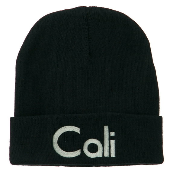 Cali Embroidered Long Beanie - Navy OSFM
