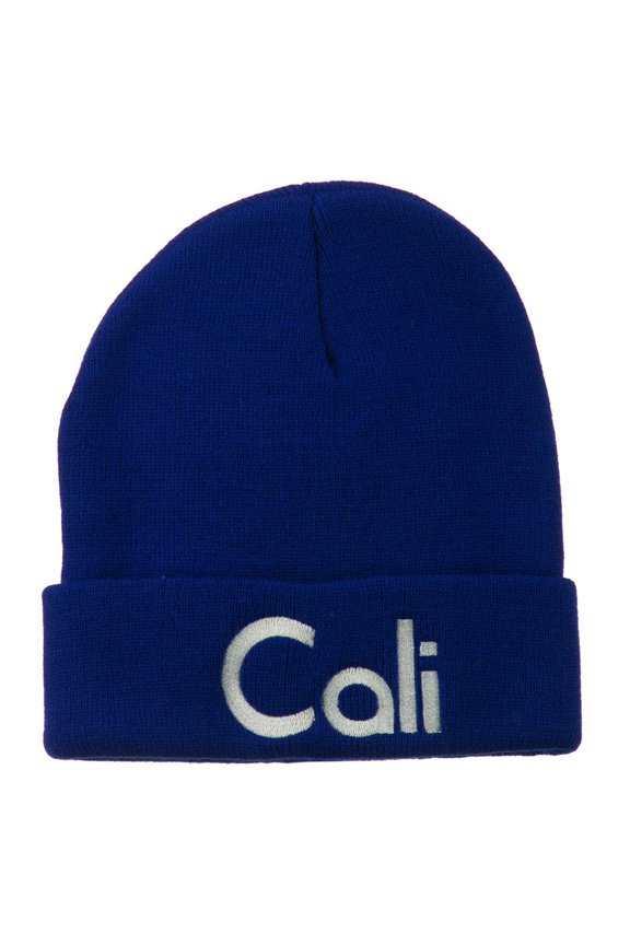 Cali Embroidered Long Beanie - Royal OSFM