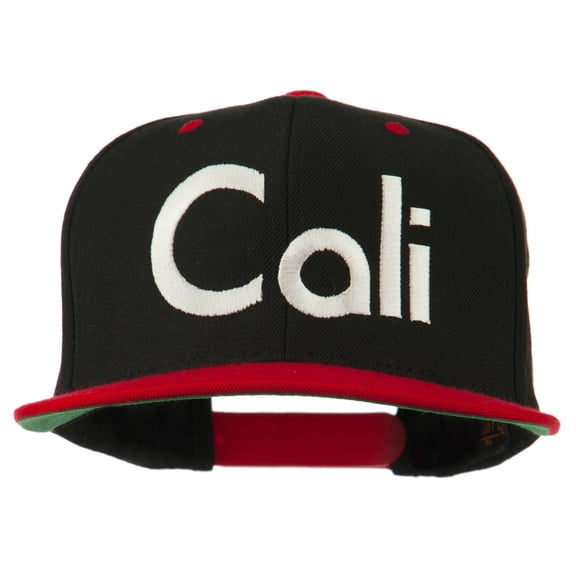 Cali Embroidered Snapback Cap - Black Red OSFM