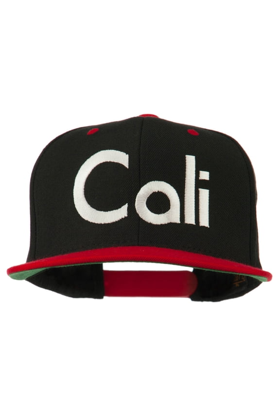 Cali Embroidered Snapback Cap - Black Red OSFM