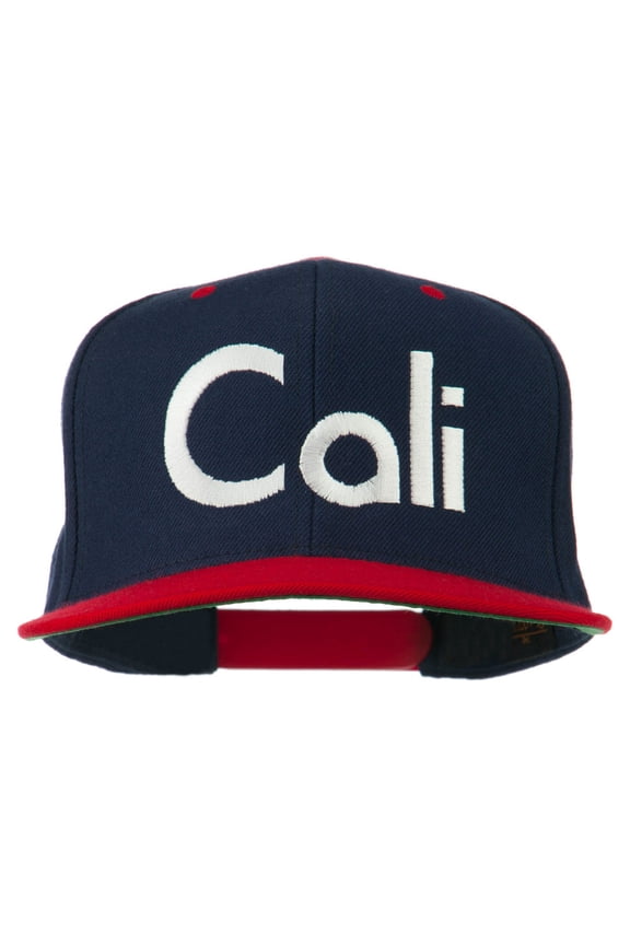 Cali Embroidered Snapback Cap - Navy Red OSFM