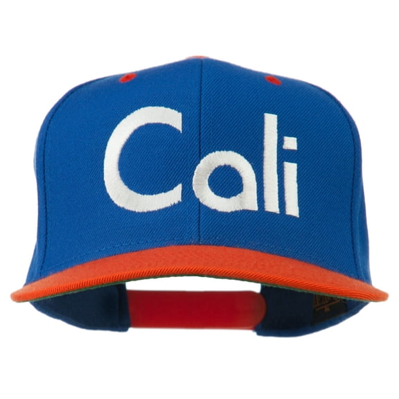 Cali Embroidered Snapback Cap - Royal Orange OSFM