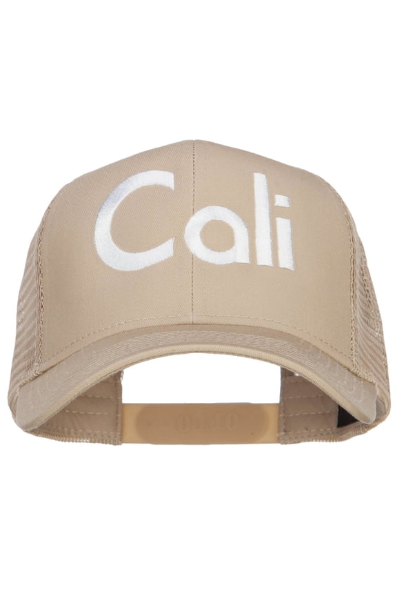 Cali Embroidered Solid Mesh Cap - Khaki OSFM