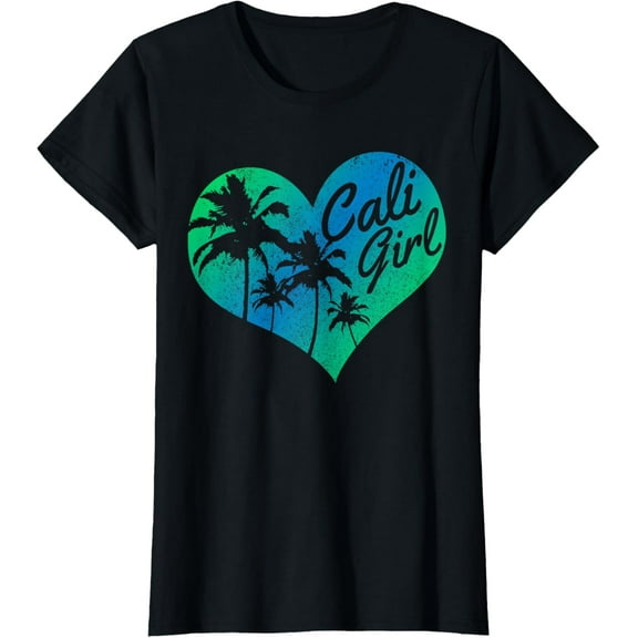 Cali Girl - Vintage California Heart Palm Trees Summer Gift T-Shirt