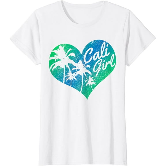 Cali Girl - Vintage California Heart Palm Trees Summer Gift T-Shirt