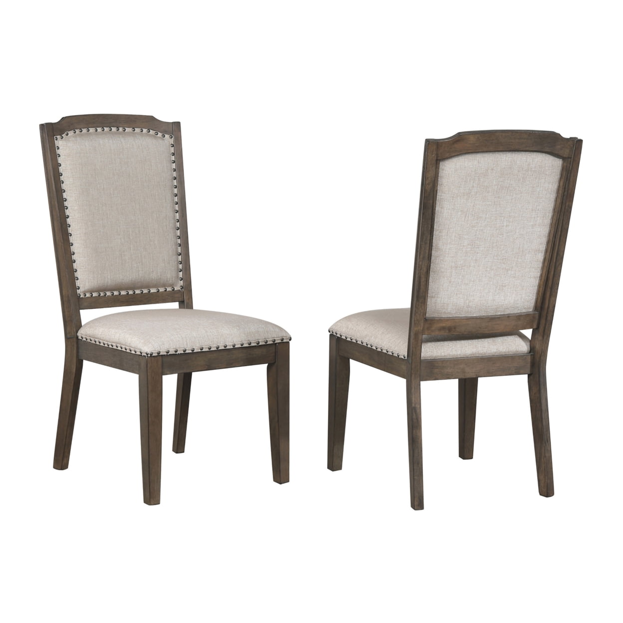 Gray and Dark Wood Upholstered Side Chair Set