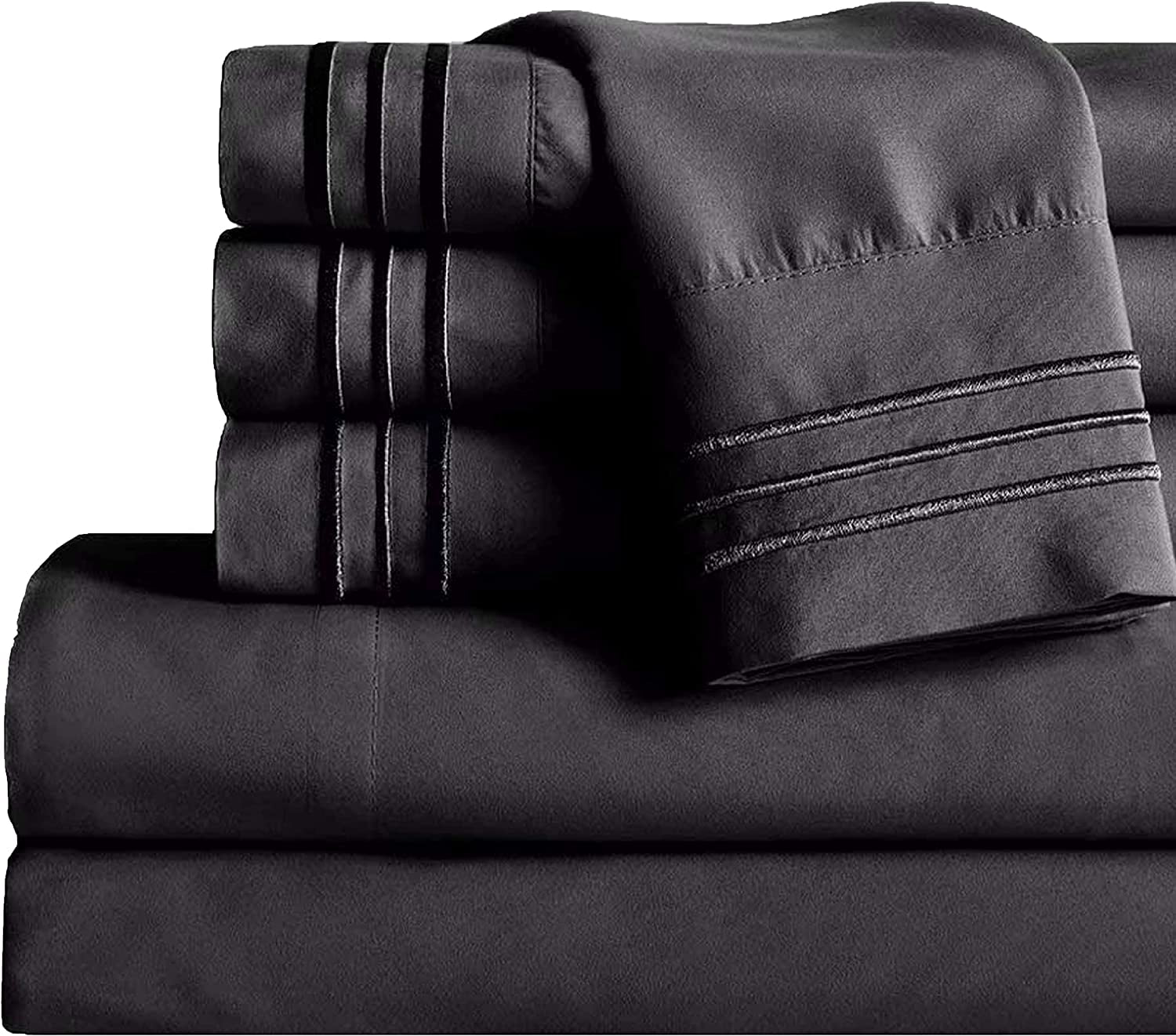 Jennifer Adams Eternal 4-Piece Sheet Set – Microfiber, Ultra-Soft, Wrinkle-Resistant (Graphite, Queen)