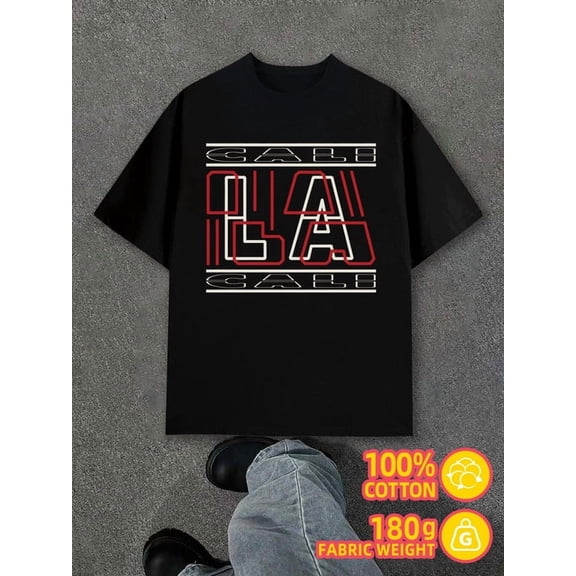Cali LA Tee mens black 180G 100% Cotton New spring and fall printed T-shirts,fashionable and trendy Classic Unisex Shirt Graphic Tee tshirts Trendy Unisex Shirt Graphic tshirts