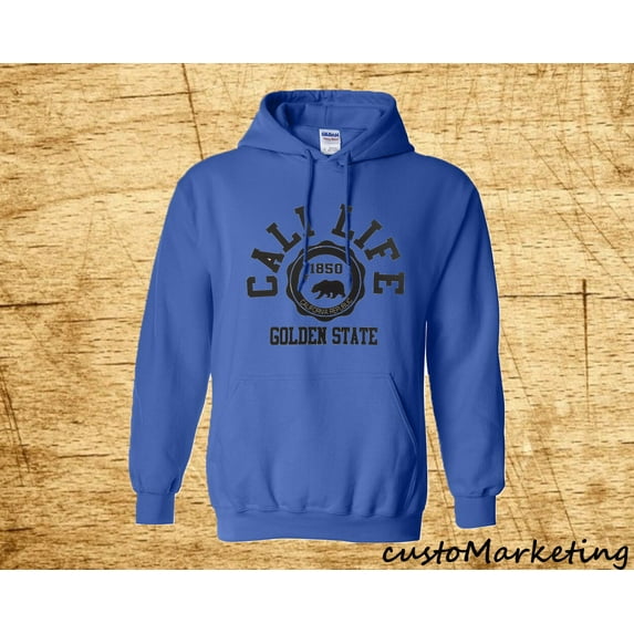 Cali Life Hoodie California Bear Unisex For Men And Women Outfit Color Royal Blue X-Large
