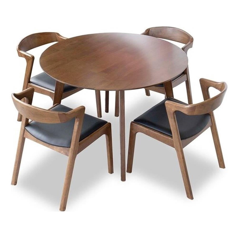 Cali Modern Solid Wood Walnut Dining Room & Kitchen Table and Chairs ...