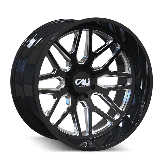 Cali Off-Road Invader-9115 28X12 6X139.7 -44Et 106.1Cb Gloss Black/Milled Spokes