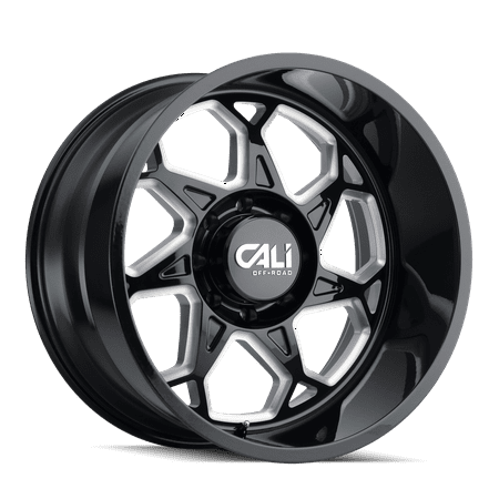 Cali Off-Road Sevenfold-9111 22X12 6X139.7 -51Et 106Cb Gloss Black/Milled Spokes