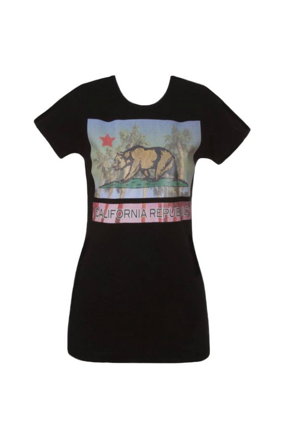 Pride Womens Short-Sleeve T-Shirt - California Republic Palm Trees - XL Black