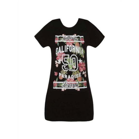 Cali Pride Womens Short-Sleeve T-Shirt - Paradise Flowers - Medium Black