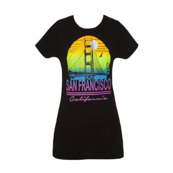 Cali Pride Womens Short-Sleeve T-Shirt - San Francisco Golden Gate - Small Black
