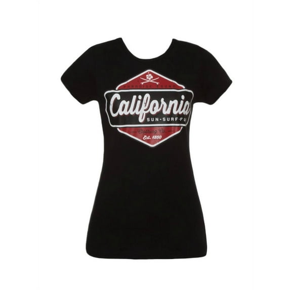 Cali Pride Womens Short-Sleeve T-Shirt - Sun Surf Fun - Large Black