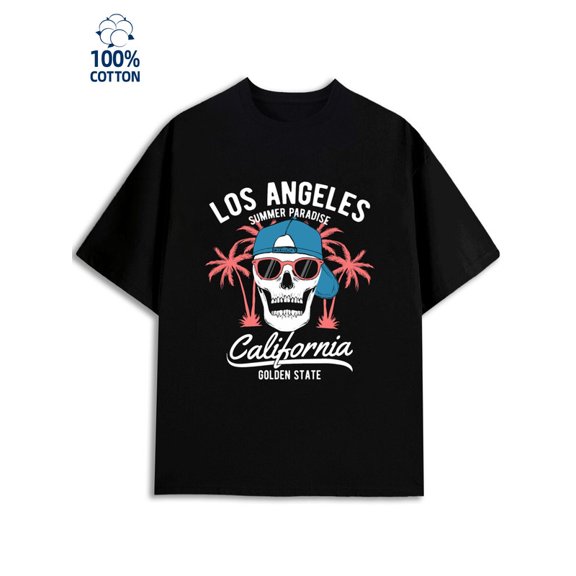 Cali Skull Tee mens Los Angeles 180G 100% Cotton black cut 79 Basic Unisex Shirt Crewneck tshirts Basic Unisex Shirt Graphic Tee tshirts Trendy Unisex Shirt Cotton tshirts