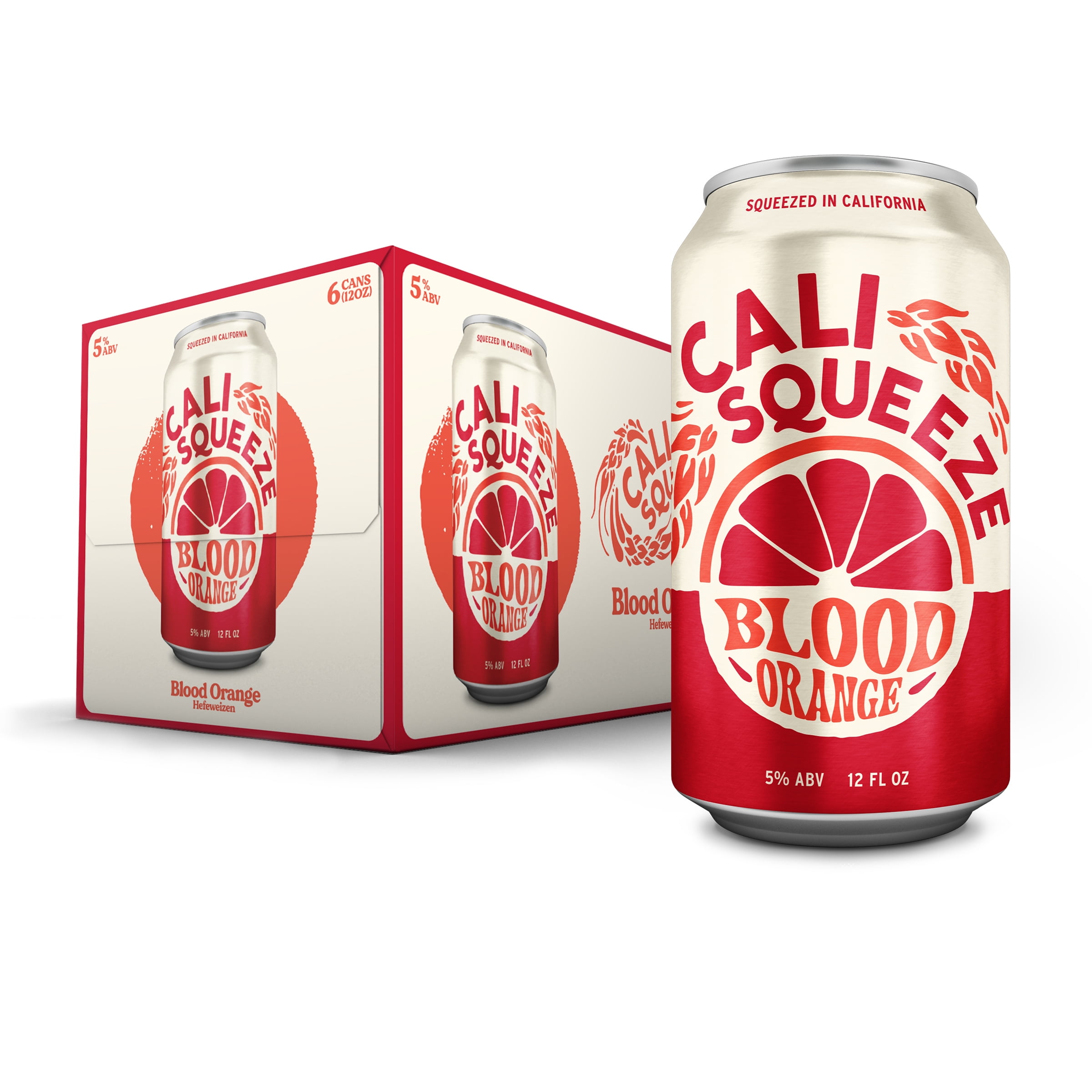 Cali Squeeze Blood Orange Wheat Ale Craft Beer, 6 Pack, 12 fl oz Cans