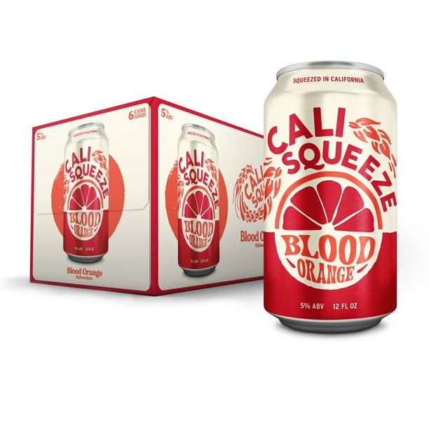 Cali Squeeze Blood Orange Wheat Ale Craft Beer, 6 Pack, 12 fl oz Cans, 5 ABV