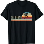 Cali Summer Vacation CA Palm Trees USA Retro California T-Shirt Black