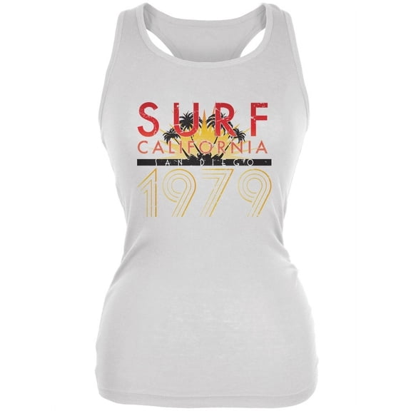 Cali Surf 1979 White Juniors Soft Tank Top - 2X-Large