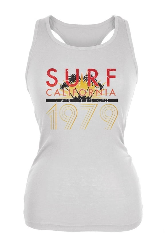 Cali Surf 1979 White Juniors Soft Tank Top - Small