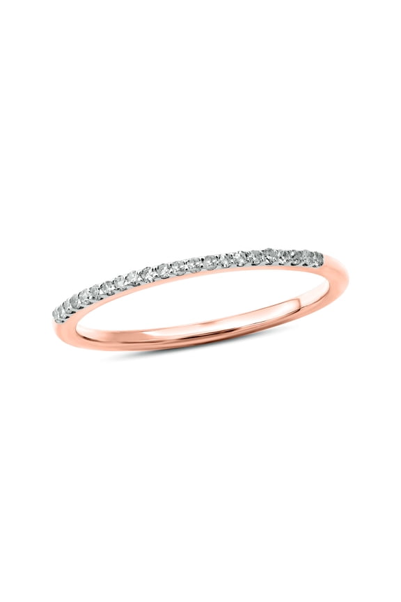 1/10 Ct Natural Diamond Band Ring for Women 925 Sterling Silver with Rose Gold Vermeil Stackable Anniversary Jewelry Gift for Her